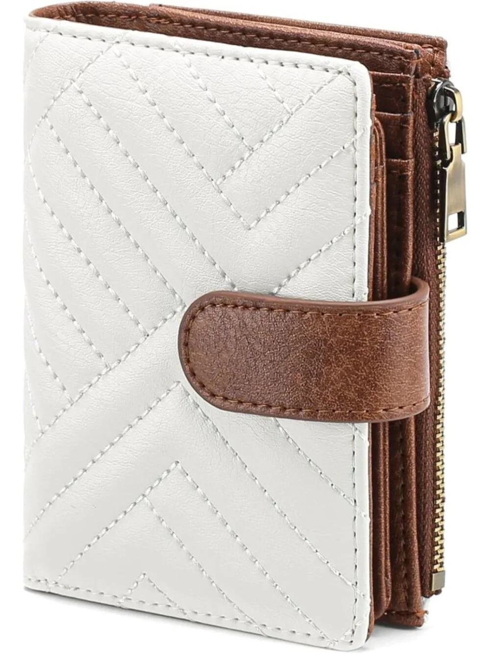 Vegan Leather Small Wallet for Women | RFID Blocking Bifold with Zipper Pocket